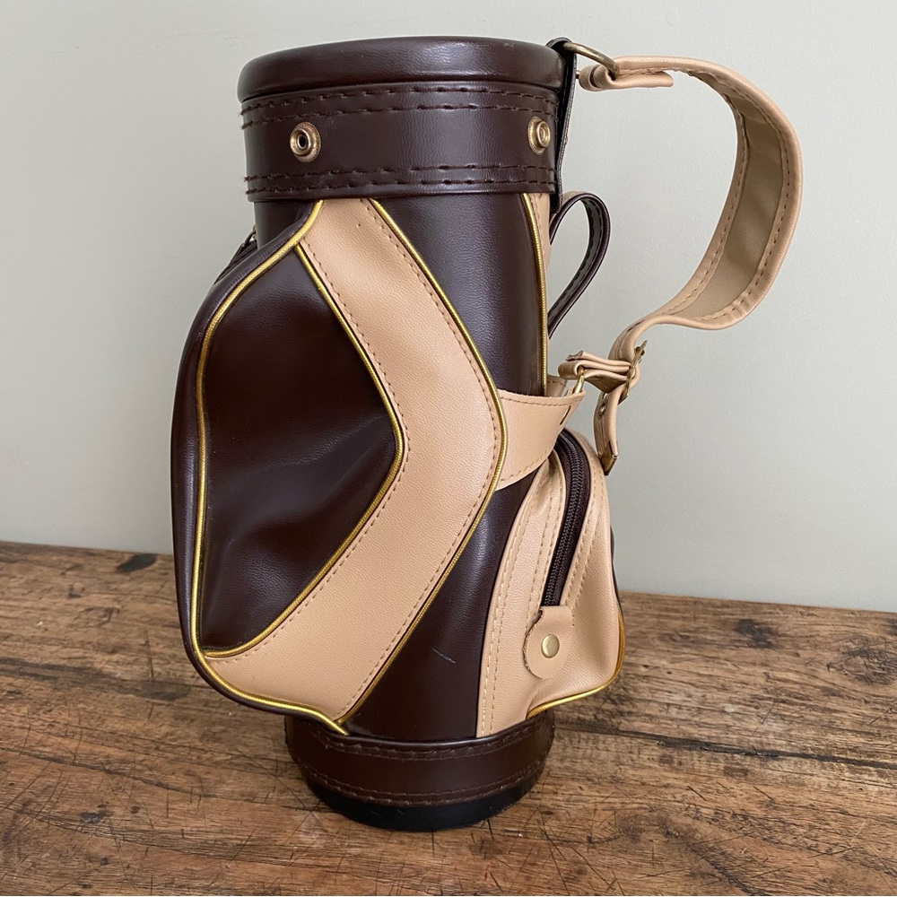 Vintage Macgregor Dark Brown Mini Golf Bag Trash Garbage Can Umbrella Holder 17"